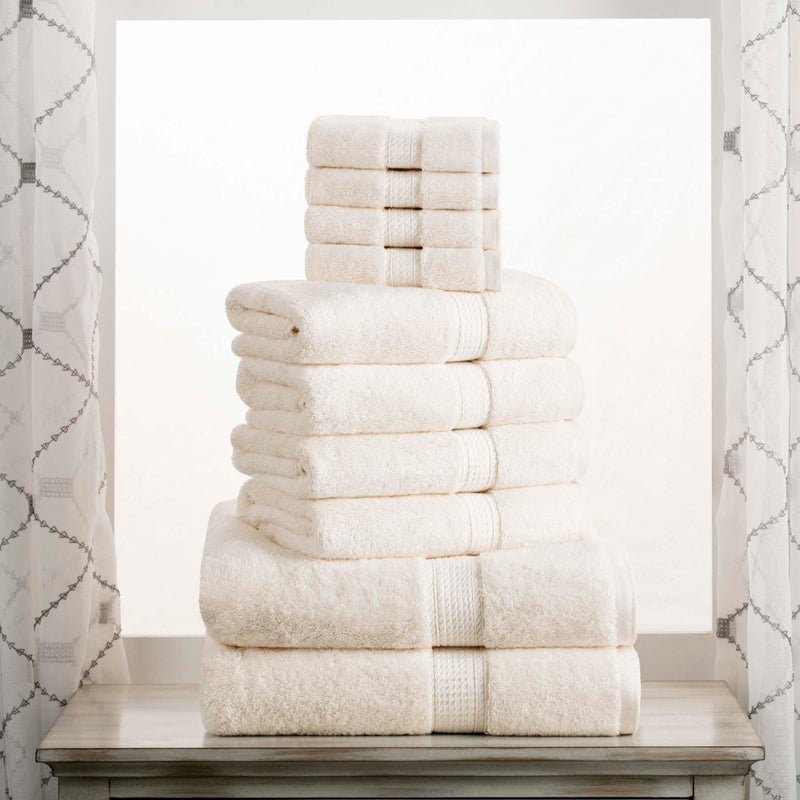 Superior Egyptian Cotton Pile Hand Towel Set of 4 Ultra Soft Luxury Towels Thick Plush Essentials Absorbent Heavyweight Guest Bath Hotel Spa Home Bathroom Shower Basics Cream