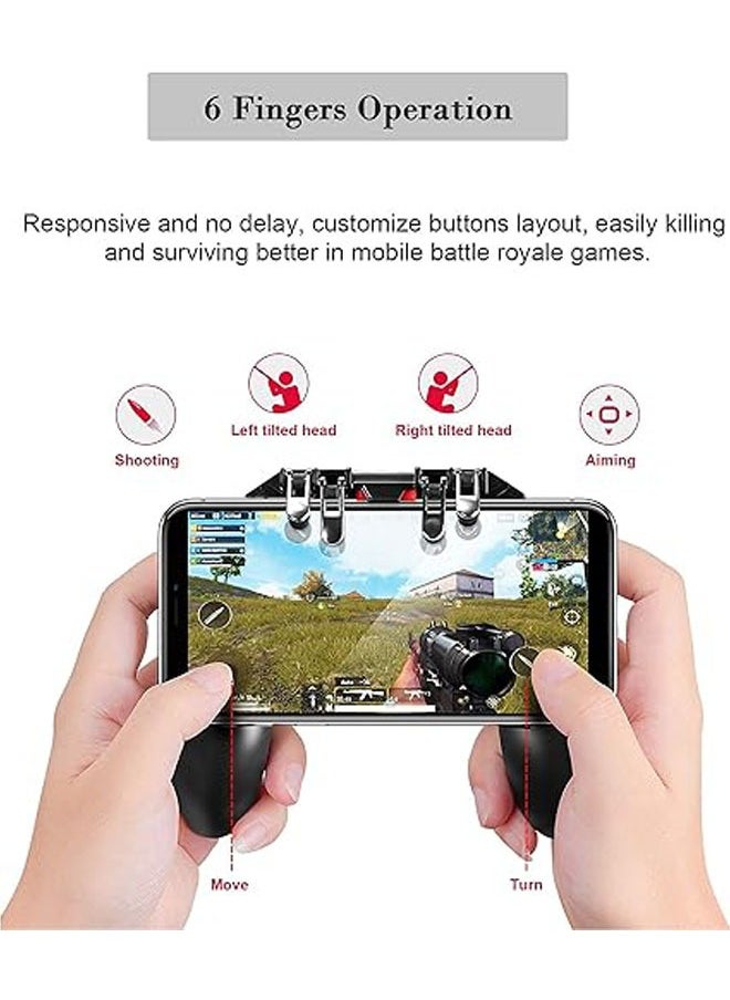 Generic PUBG Trigger with Fast Cooling Fan, 6 Finger Grip Gamepad, L1R1 Trigger Mobile Game Cooler for PUBG/Fortnite/Rules of Survival Game/COD  - Image 4