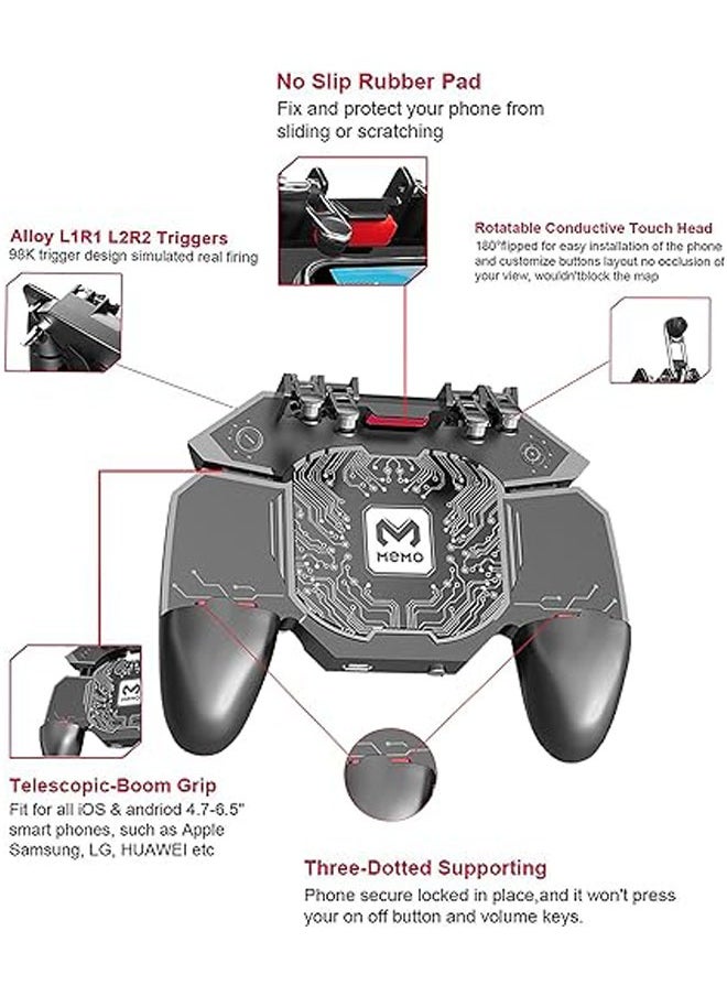 Generic PUBG Trigger with Fast Cooling Fan, 6 Finger Grip Gamepad, L1R1 Trigger Mobile Game Cooler for PUBG/Fortnite/Rules of Survival Game/COD  - Image 5