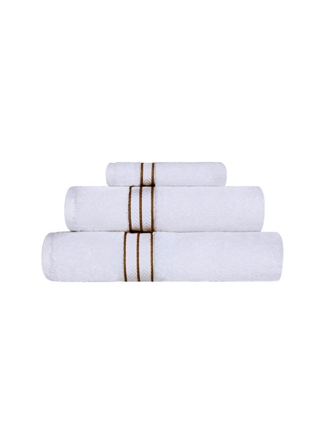 Superior Turkish Cotton Ultra-Plush 3-Piece Towel Set, Ideal for Master Bath, Guest Bathroom, Fast Drying, Shower, Spa, Face/Washcloths, Hand, Bath Towels, Absorbent, Home Basics, Toast - Image 1