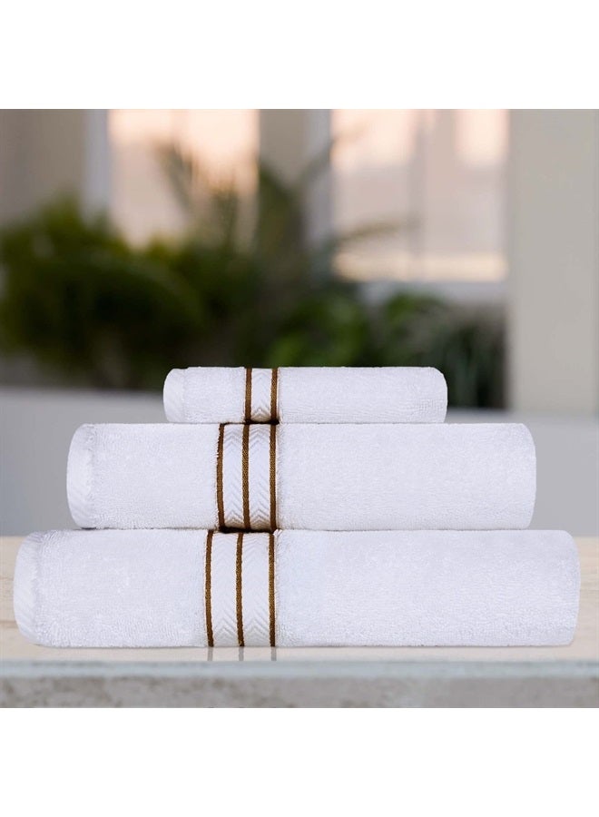 Superior Turkish Cotton Ultra-Plush 3-Piece Towel Set, Ideal for Master Bath, Guest Bathroom, Fast Drying, Shower, Spa, Face/Washcloths, Hand, Bath Towels, Absorbent, Home Basics, Toast - Image 2