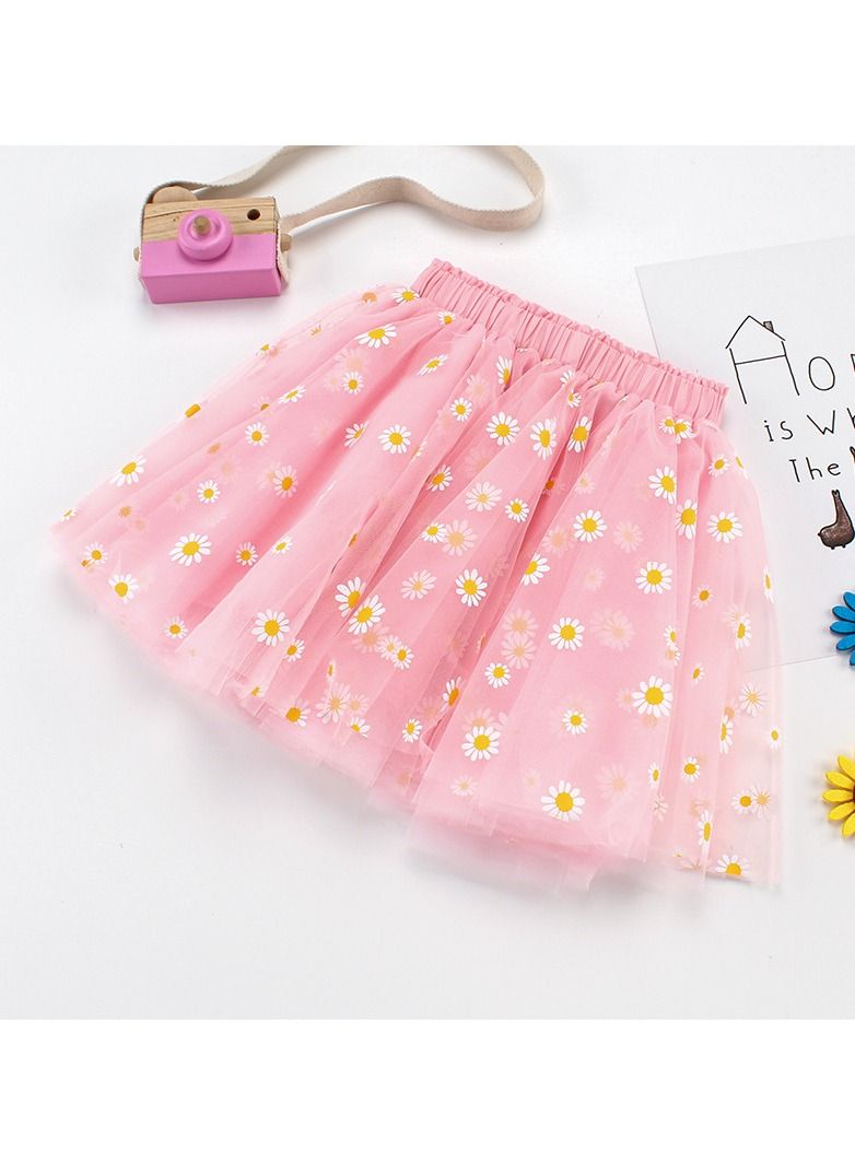 DUNISO Girl's Layered Tutu Skirt Tulle Princess Flower Print A-Line Mini Skirt Princess Dresses Dance Wear Clothes for Little Girl 110cm - Image 3
