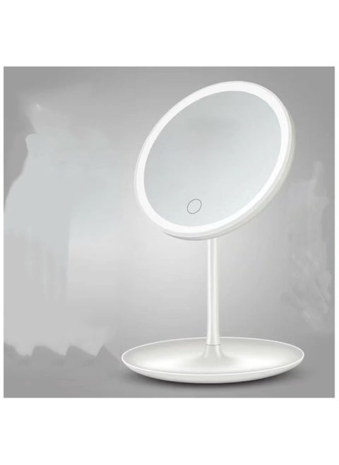 White Table Lamp with Built-in Makeup Mirror – Adjustable Vanity Light