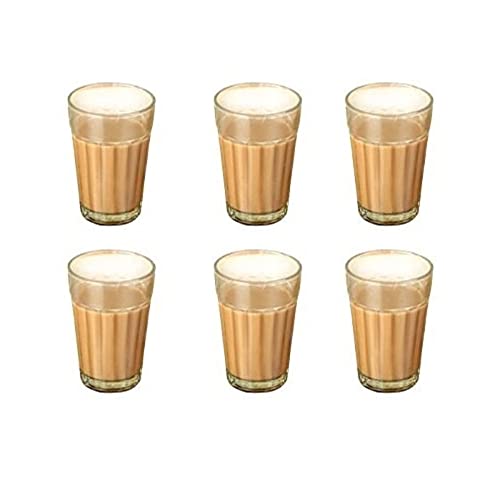 AnNafi® The Cutting Chai Glasses Tea Glasses Set Of 6 Small 100 ml Durable Tempered Clear Water Tumblers For Daily Use Drinking Glass For Soda Juice Milk Beverage Juice Cocktails Iced Glasses - Image 1