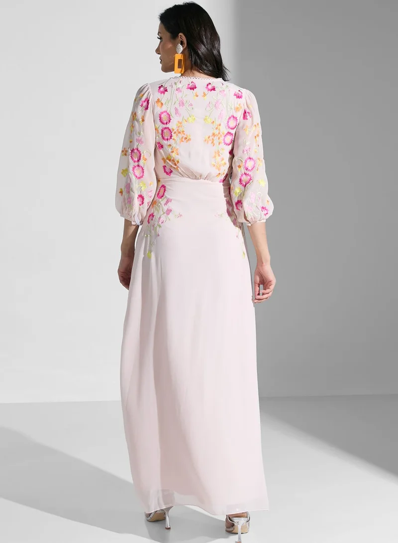 Frock and Frill Embroidered Tiered Dress