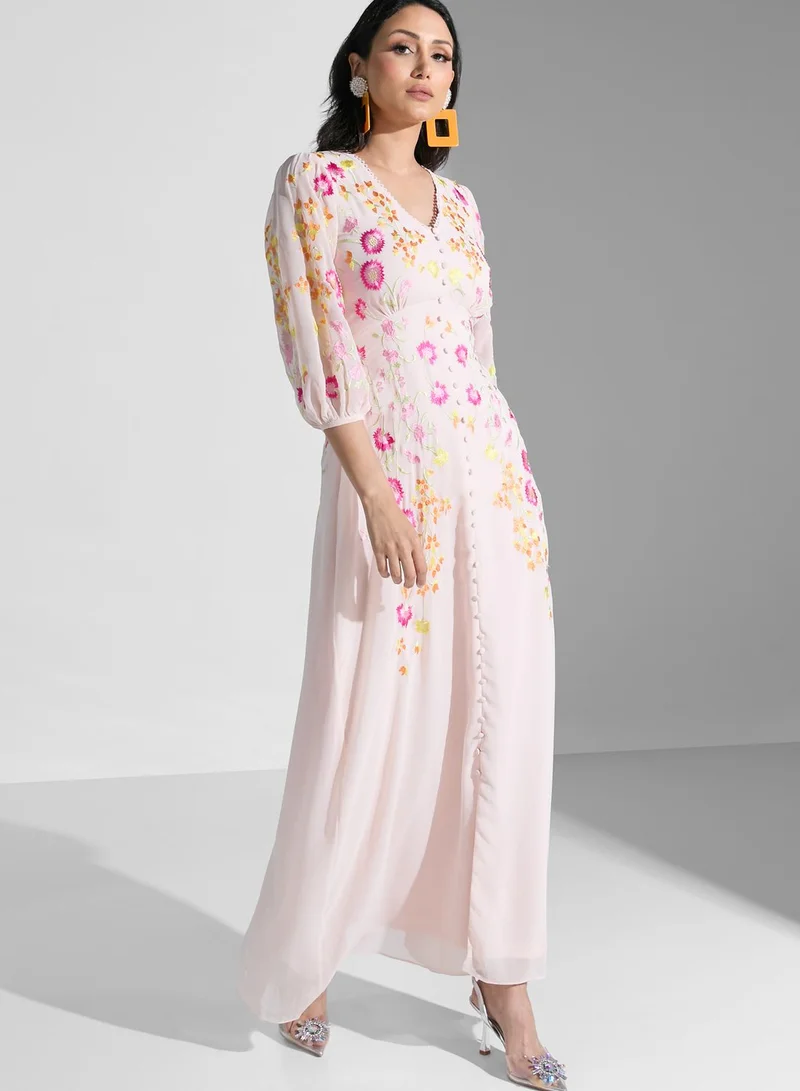Frock and Frill Embroidered Tiered Dress