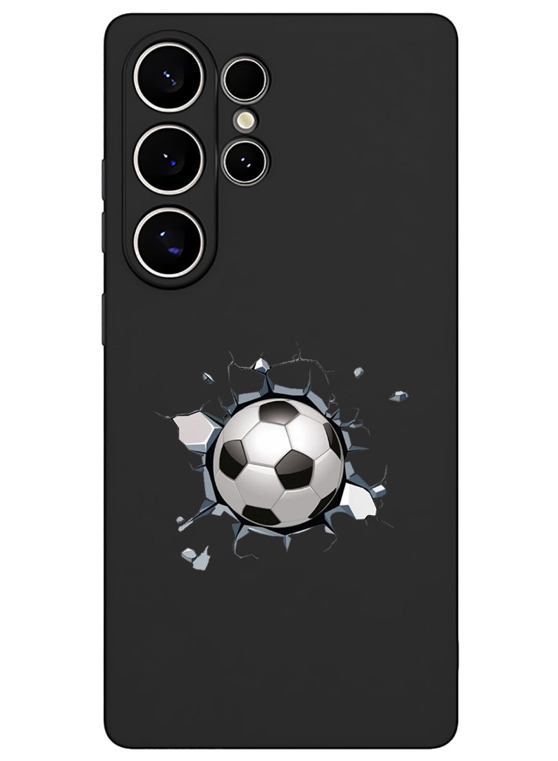 Theodor Protective Slim Fit Case Liquid Silicone Cover with Full Body Protection Anti-Scratch Shockproof Case For Samsung Galaxy S25 Ultra (Black) - Football - Image 1