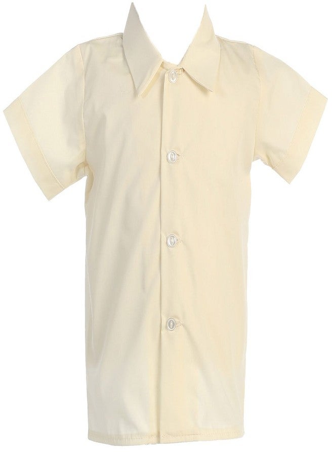 Lito Baby Boys Infant Toddler Ivory Short Sleeved Simple Dress Shirt - 4T
