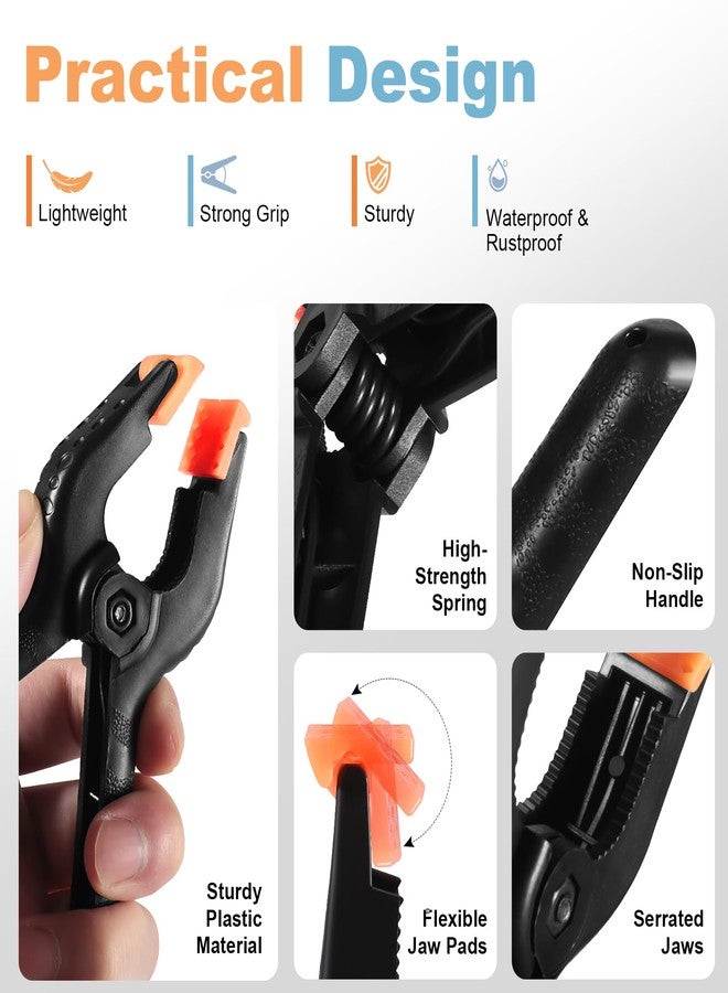 PureGuard 10 Pcs Spring Clamps, PureGuard 4.5 Inch Large Plastic Spring Clips Clamps Heavy Duty Woodworking Clamps for Crafts Balloon Arch Photography Backdrop Stand Pool Cover Clips - Image 5