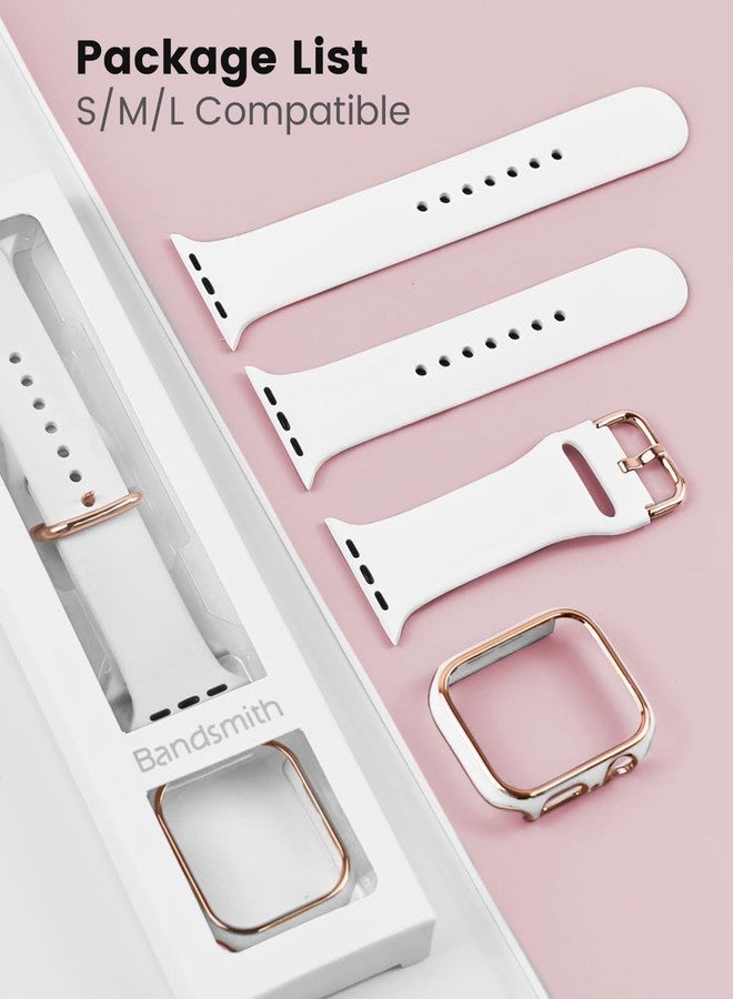 BandSmith Sport Band and Bumper Case Compatible with Apple Watch 40mm 38mm 41mm 42mm 44mm 45mm 46mm Women, Soft Silicone Straps and Rose Gold Edge Protector Frame for iWatch Series 11 10 9 8 7 6 5 4 3 2 1 SE - Image 4