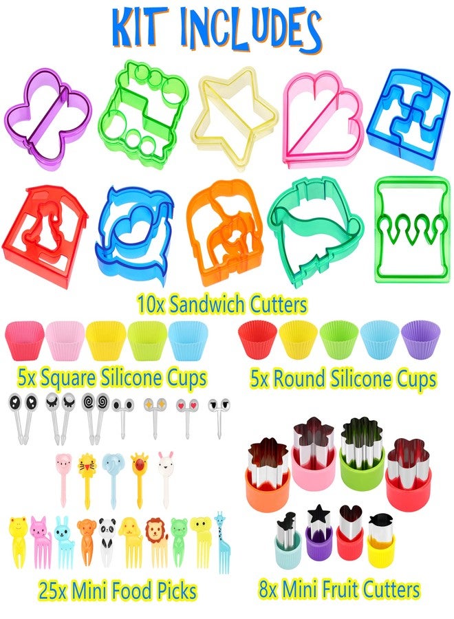 FUNGYAND Sandwich Cutter Set, All in One Bento Box Complete Supplies and Accessories Kit Includes Sandwich Bread Cutters, Fruit Cutter, Animal Food Picks, Silicone Cups - Image 2