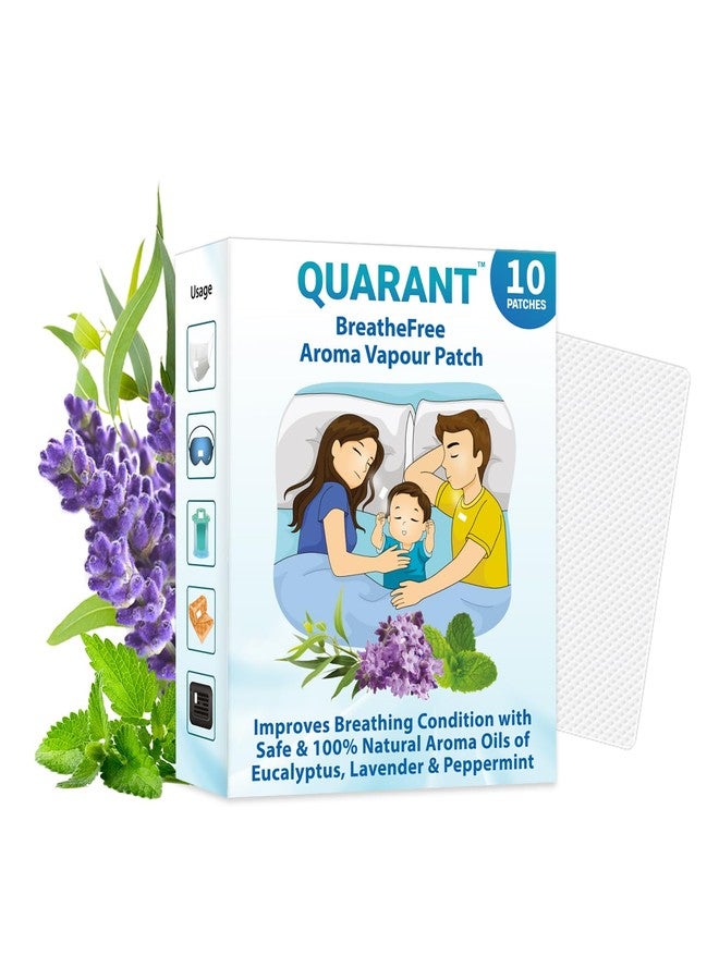 QUARANT لصقات بخار طبيعية 100% من كوارانت بريث فري للأطفال والكبار، مشبعة بالزيوت العطرية لتحسين ظروف التنفس وتحفيز النوم المريح، علاج عطري (عبوة من 10 لصقات مغلفة بشكل فردي) - Image 1