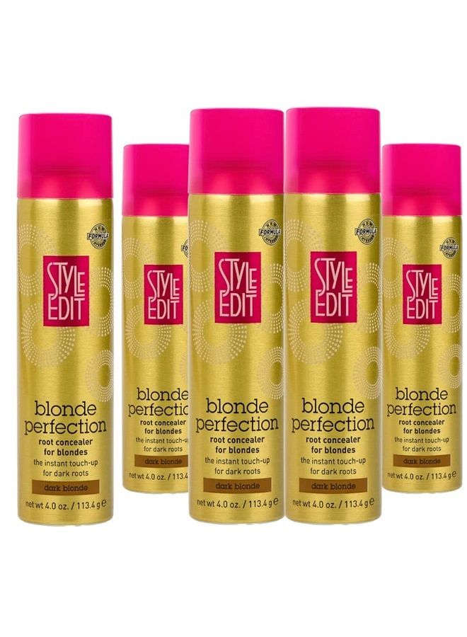 STYLE EDIT بخاخ تصحيح الجذور بلون أشقر داكن يغطي الشيب والجذور الداكنة - جودة صالون احترافية لكمال الأشقر تغطية الشيب منتجات الشعر للنساء 4 أونصات عبوة من 5 - Image 1