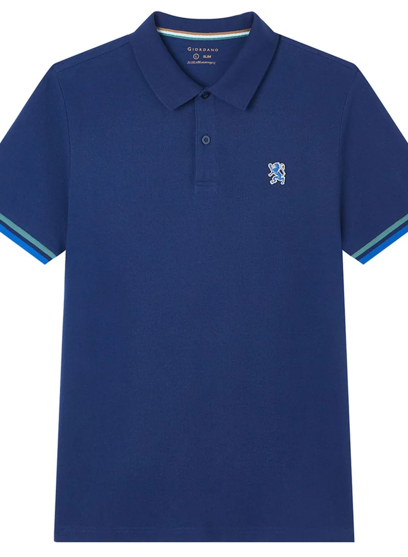 GIORDANO  Men’s Cotton Slim Performance Polo with Small Lion Embroidery for Men | Best Price UAE