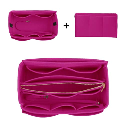 ZTUJO Purse Organizer Insert, Felt Bag Organizer with Metal Zipper, Handbag & Tote Shaper, For Speedy Neverfull Tote, 7 Sizes(Medium, Rosy) - Image 5