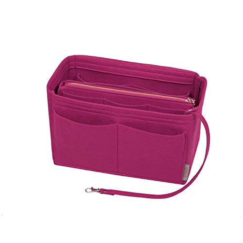 ZTUJO Purse Organizer Insert, Felt Bag Organizer with Metal Zipper, Handbag & Tote Shaper, For Speedy Neverfull Tote, 7 Sizes(Medium, Rosy) - Image 1