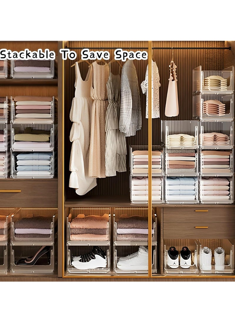 AUTOYSUR 1-Piece Clear Plastic Stackable Clothes Storage Foldable Pull Out Drawers Bins for Closet  - Image 2