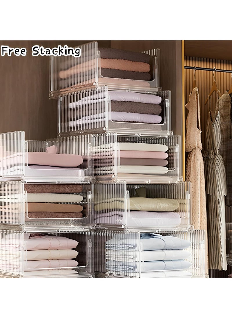AUTOYSUR 1-Piece Clear Plastic Stackable Clothes Storage Foldable Pull Out Drawers Bins for Closet  - Image 5