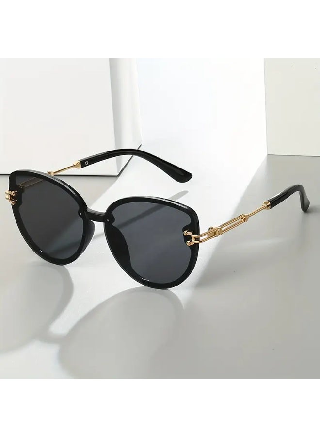 SCENT HOUSE New Y2K Cat-Eye Unisex Glasses - Funny Jelly Color Block, Black, includes glasses case - Image 1