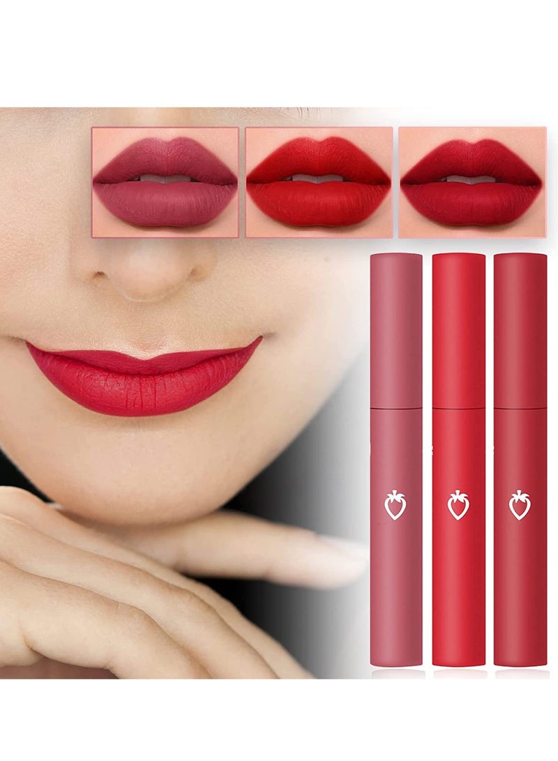 SYOSI Matte Lipgloss Set, 3pcs Shimmer Nude Liquid Long-lasting Wear Non-stick Cup Not Fade Waterproof Lip Gloss Makeup Mate for Girls and Women  - Image 2