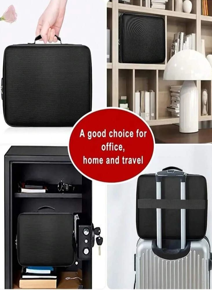 Fireproof Document Bag With Zipper Closure Black - Image 5