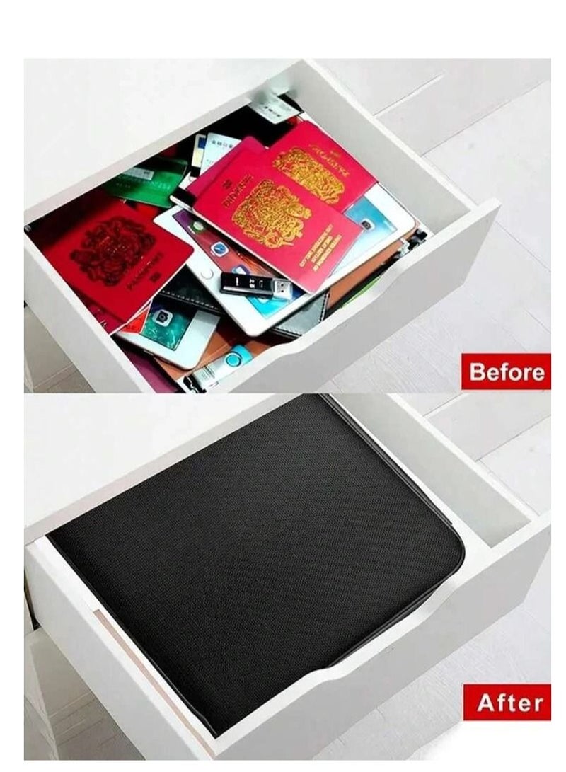 Fireproof Document Bag With Zipper Closure Black - Image 3