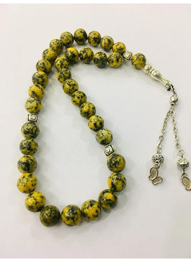 Generic Elegant Handmade Natural Yellow Jasper 33 Beads Rosary  - Image 2
