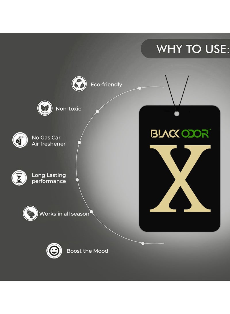 BLACK ODOR X Card Air Freshener Gold Scent, Hanging Aromatherapy Tablet for Car, Home, and Office Long Lasting, Non-Toxic, Eco-Friendly BO-07 - Image 2