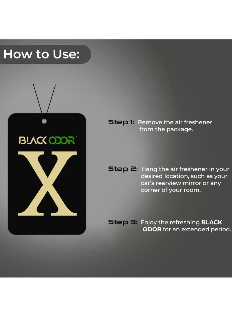 BLACK ODOR X Card Air Freshener Gold Scent, Hanging Aromatherapy Tablet for Car, Home, and Office Long Lasting, Non-Toxic, Eco-Friendly BO-07 - Image 3