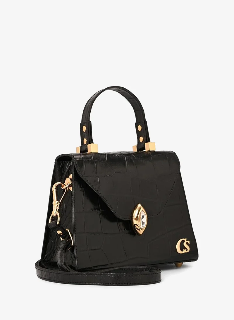 Top Handle Bag Black Crystal
