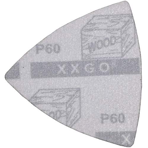 XXGO 3-1/8" 80mm 60 Pcs 60 Grits Triangular Hook & Loop Abrasive Multi Tool Sandpaper for Wood Sanding Fit 3-1/8 Inch Oscillating Multi Tool Sanding Pads XG802060 - Image 3