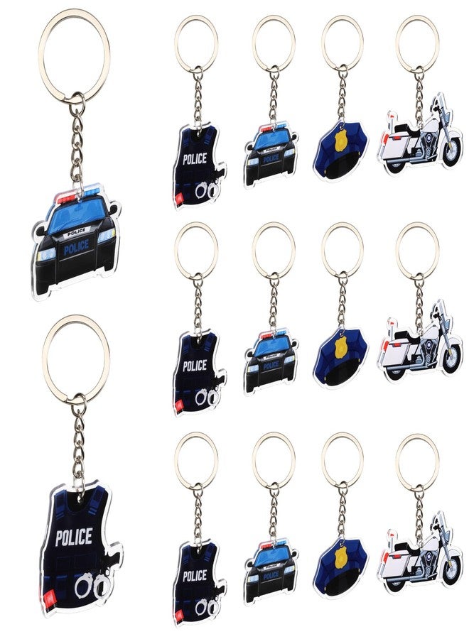 Serencatcher 12pcs Police Keychain Party Favors, Police Car Motorcycle Uniform Officer Hat Double-Sided Acrylic Keyrings for Birthday Baby Shower Officer Appreciation Gifts - Image 1