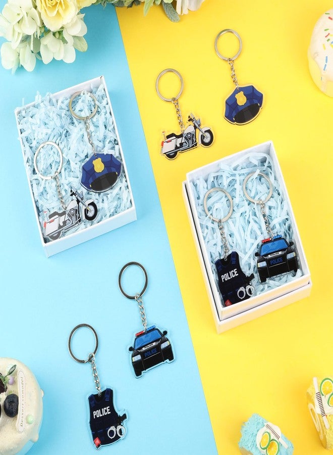 Serencatcher 12pcs Police Keychain Party Favors, Police Car Motorcycle Uniform Officer Hat Double-Sided Acrylic Keyrings for Birthday Baby Shower Officer Appreciation Gifts - Image 2