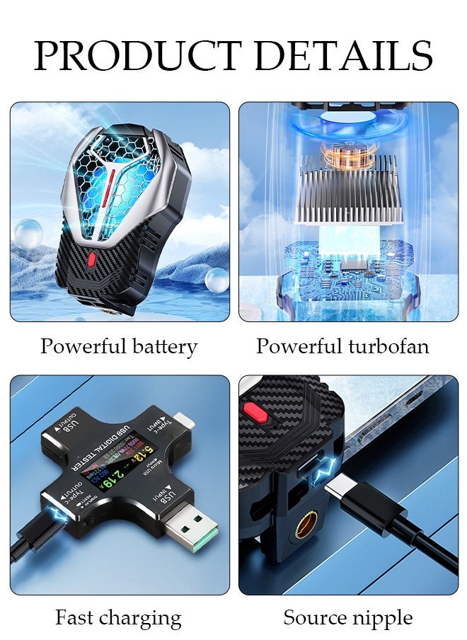 DUNISO Phone Cooler for Live Streaming and Gaming, Fast Phone Cooling Fan with Adjustable 3 Gear Wind Speed and Source Nipple, Fit All Types of iPhone Android Smartphones  - Image 3
