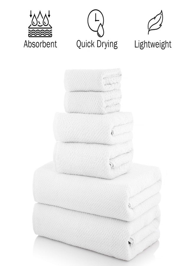 CASA COPENHAGEN Popcorn Textured 6 Pieces Towel Set- White, 550 GSM 2 Bath Towel 2 Hand Towel 2 Washcloth, Rough & Tough Use Cotton Towels Gift Set for Bathroom - Image 3