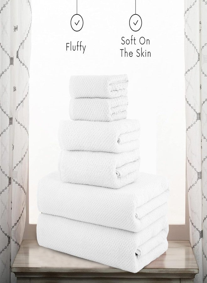 CASA COPENHAGEN Popcorn Textured 6 Pieces Towel Set- White, 550 GSM 2 Bath Towel 2 Hand Towel 2 Washcloth, Rough & Tough Use Cotton Towels Gift Set for Bathroom - Image 4
