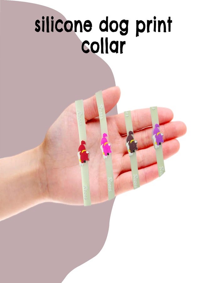 Adjustable Silicone Pet Collar with Cute Dog Print – Soft, Durable & Waterproof Dog Neckband – Comfortable Puppy Collar for Small to Large Breeds – Random Color Shipped Pack of 2 - Image 3
