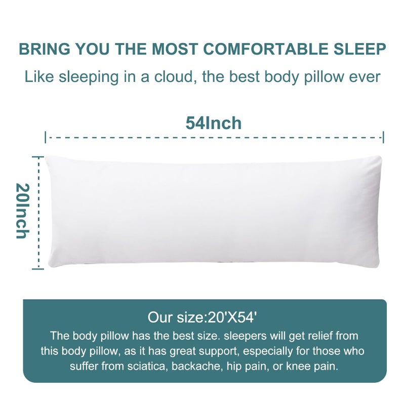 DOWNCOOL Large Body Pillow Insert- Breathable Full Body Pillow for Side Sleeper - Soft Long Bed Pillow for Adults - 20 x 54 inch - Image 5