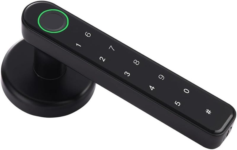 Black Biometric Fingerprint Door Lock Smart Keypad Keyless Entry Handle for Bedroom Office Apartment - Image 4