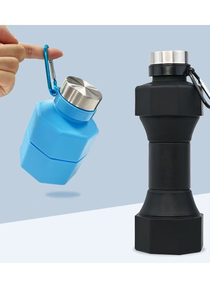 زجاجة المياه الدمبل -كوب المياه الرياضية القابلة للطي مع تصميم السيليكون، مثالية للاستخدام المحمول.  - Image 2
