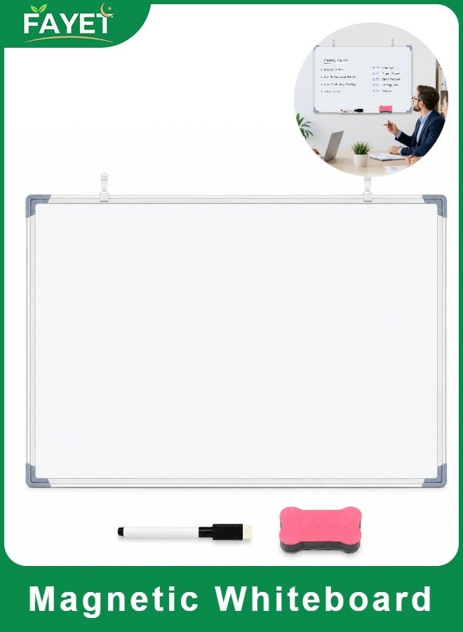 FAYET Magnetic Whiteboard Set, Double Sided Wall Mounted Dry Erase Board, Includes Marker and Eraser, For Home Learning Office Teaching and Planning (30*40 CM) - Image 1