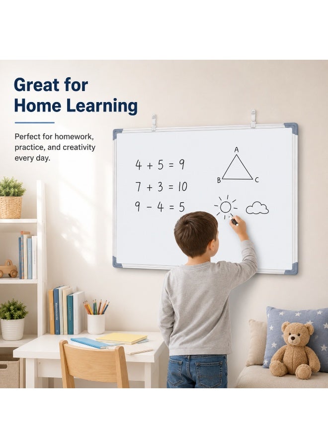 FAYET Magnetic Whiteboard Set, Double Sided Wall Mounted Dry Erase Board, Includes Marker and Eraser, For Home Learning Office Teaching and Planning (30*40 CM) - Image 2