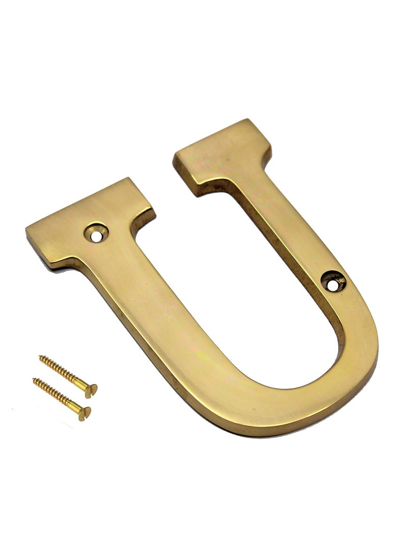 ESPLANADE eSplanade Brass House Hotel Door Name Alphabets Wall Door Plaque Alphabet Letter Golden 4 Inches U Alphabet 4  - Image 2