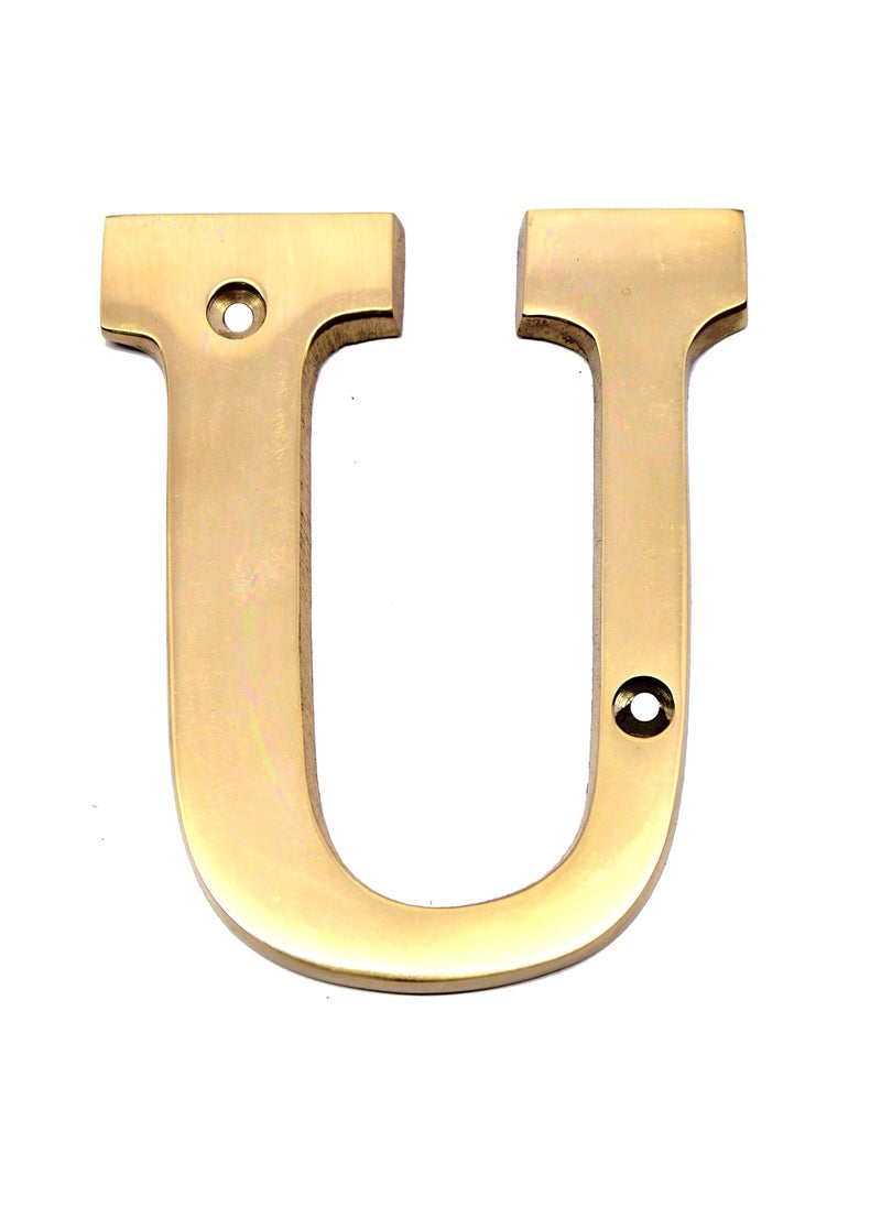 ESPLANADE eSplanade Brass House Hotel Door Name Alphabets Wall Door Plaque Alphabet Letter Golden 4 Inches U Alphabet 4  - Image 1