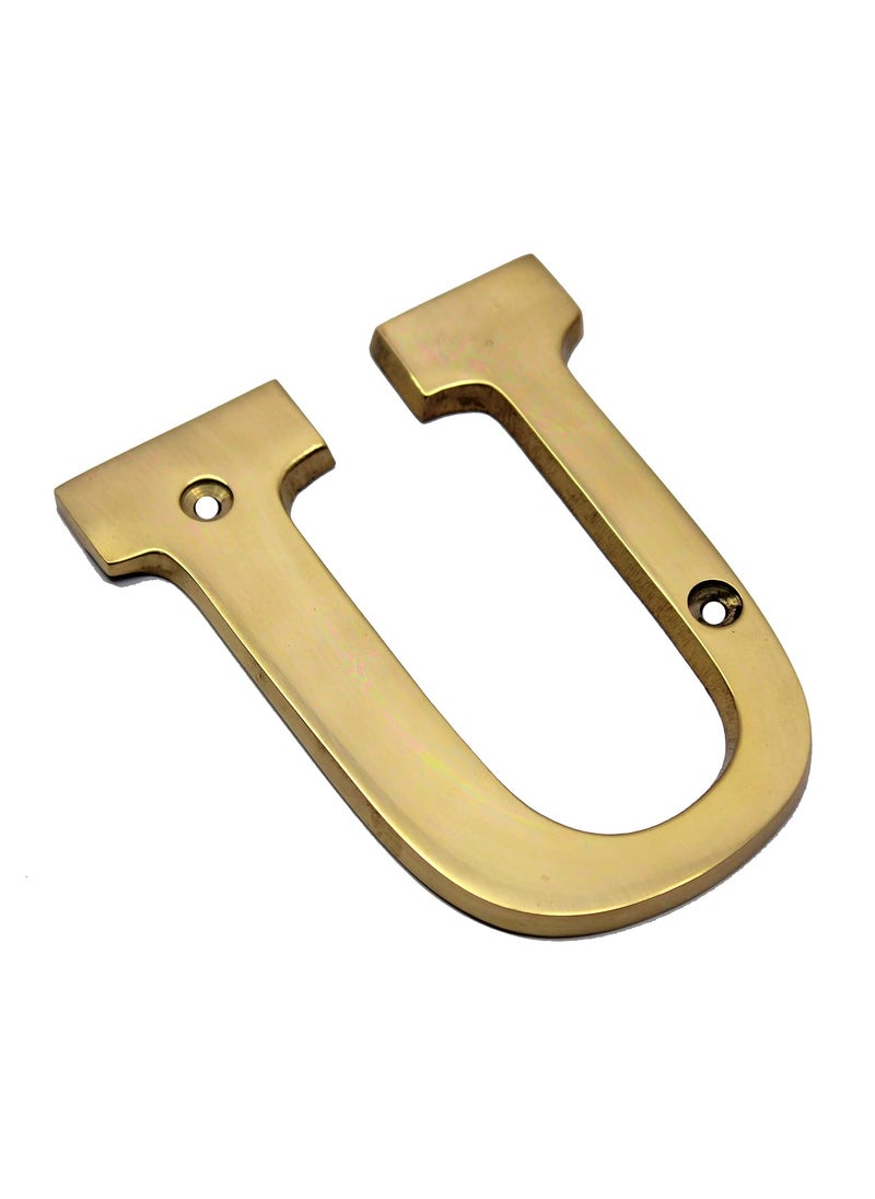 ESPLANADE eSplanade Brass House Hotel Door Name Alphabets Wall Door Plaque Alphabet Letter Golden 4 Inches U Alphabet 4  - Image 3