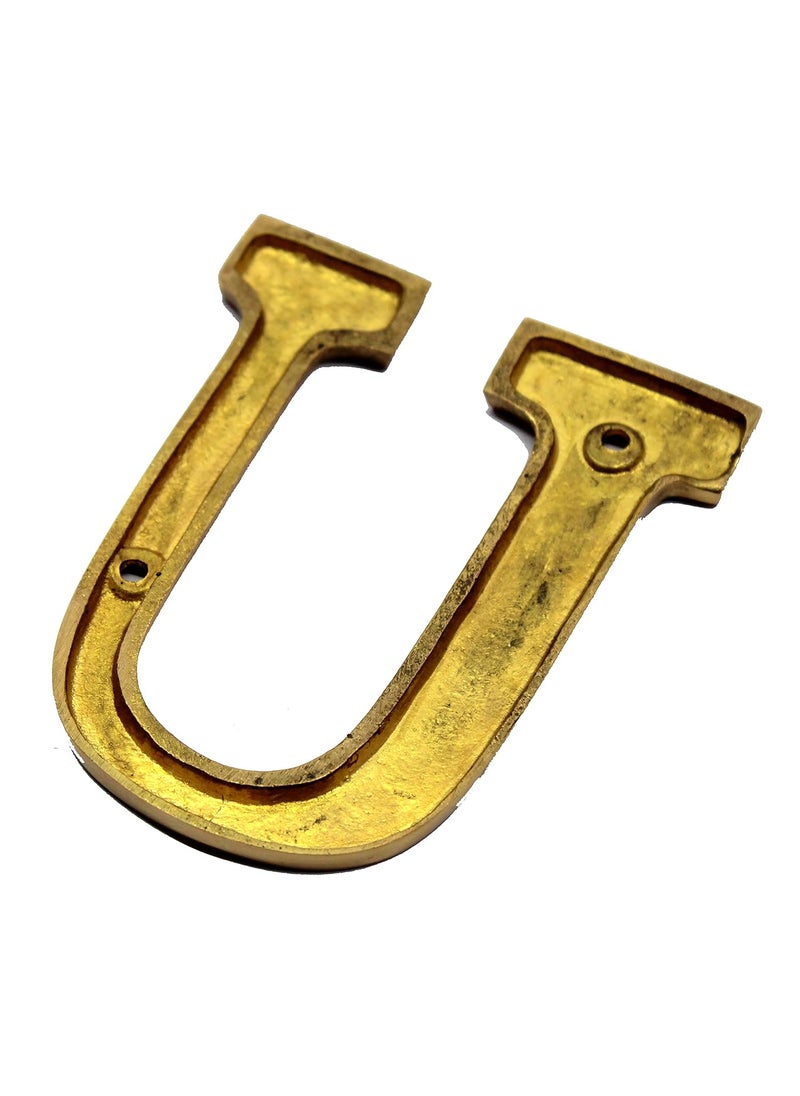 ESPLANADE eSplanade Brass House Hotel Door Name Alphabets Wall Door Plaque Alphabet Letter Golden 4 Inches U Alphabet 4  - Image 4