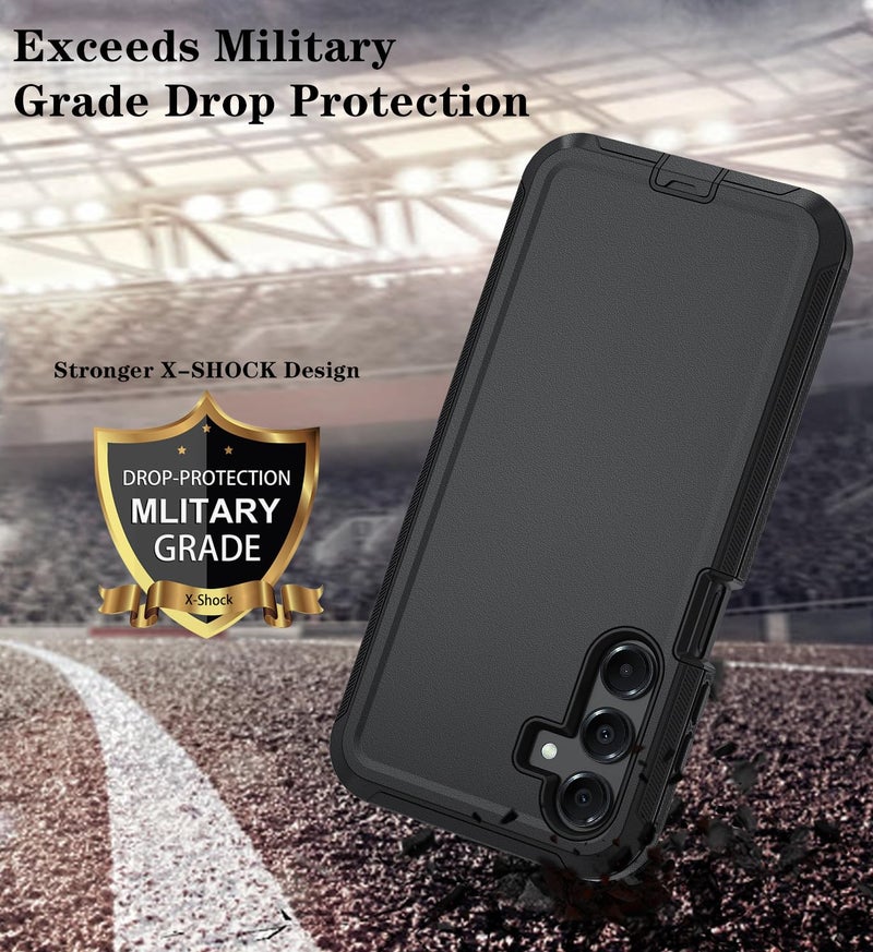 Qinmay Phone Case for Samsung Galaxy A16 5G Case with HD Screen Protector, Heavy Duty Shockproof & Dropproof 3-Layer Cover Phone Case for Galaxy A16,BeltClip_Black - Image 4