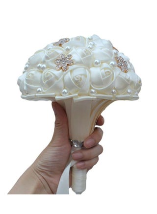 Wedding Bouquet/Brooch/Handmade Satin Flowers For Bride And Bridesmaids With Pearl, Crystal And Diamond Embellishments In White 1 - pzsku/ZC83DD30E53359C26C732Z/45/_/1729655194/6f7833a8-24b3-42f6-87f2-2e1e1a921b97