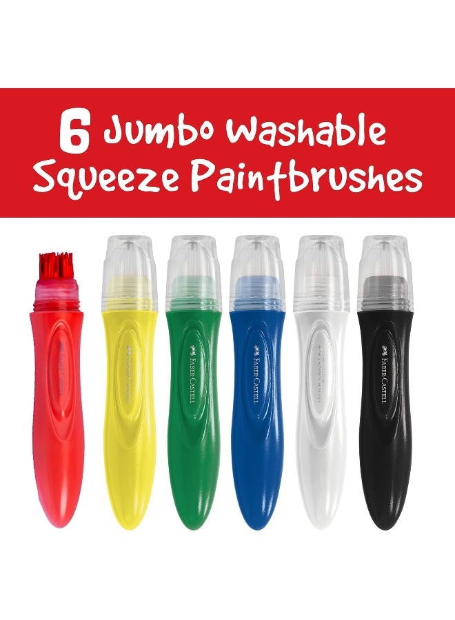 Faber-Castell Little Creatives Jumbo Squeezing Paint Brushes, 6 Colors, Paint Sticks for Kids Washable, Toddler Art Supplies, Non Toxic Paint and Brush in One, Kids Crafts Age 3 to 5+ - Image 2