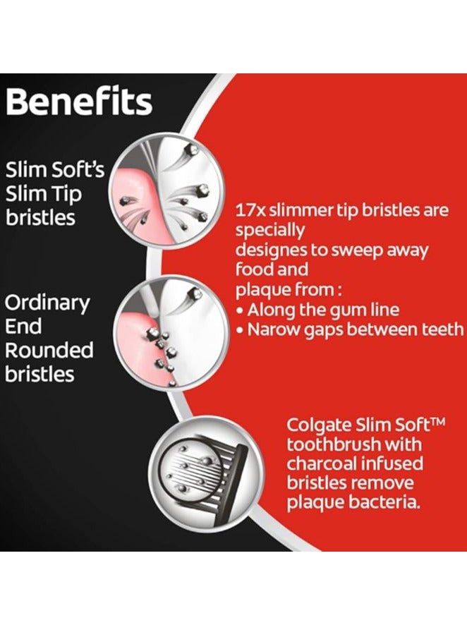 كولجيت فرشاة أسنان كولجيت الفحمية اللطيفة للتنظيف العميق للبالغين، 4 قطع رفيعة وناعمة - Image 2